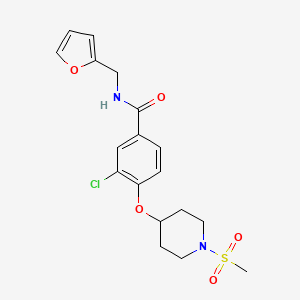 molecular formula C18H21ClN2O5S B5171601 3-chloro-N-(2-furylmethyl)-4-{[1-(methylsulfonyl)-4-piperidinyl]oxy}benzamide 
