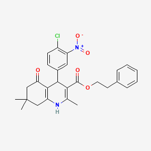 molecular formula C27H27ClN2O5 B5171634 2-phenylethyl 4-(4-chloro-3-nitrophenyl)-2,7,7-trimethyl-5-oxo-1,4,5,6,7,8-hexahydro-3-quinolinecarboxylate 