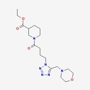 molecular formula C18H30N6O4 B5171646 ethyl 1-{4-[5-(4-morpholinylmethyl)-1H-tetrazol-1-yl]butanoyl}-3-piperidinecarboxylate 