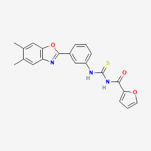 molecular formula C21H17N3O3S B5171661 N-({[3-(5,6-dimethyl-1,3-benzoxazol-2-yl)phenyl]amino}carbonothioyl)-2-furamide 