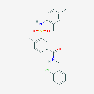 molecular formula C23H23ClN2O3S B5171756 N-(2-chlorobenzyl)-3-{[(2,4-dimethylphenyl)amino]sulfonyl}-4-methylbenzamide 