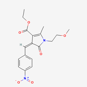 molecular formula C18H20N2O6 B5171783 ethyl 1-(2-methoxyethyl)-2-methyl-4-(4-nitrobenzylidene)-5-oxo-4,5-dihydro-1H-pyrrole-3-carboxylate 