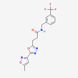 molecular formula C17H15F3N4O3 B5171796 3-[5-(5-methyl-3-isoxazolyl)-1,3,4-oxadiazol-2-yl]-N-[3-(trifluoromethyl)benzyl]propanamide 