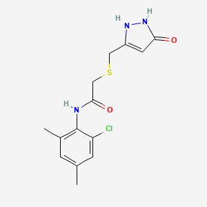 molecular formula C14H16ClN3O2S B5171803 N-(2-chloro-4,6-dimethylphenyl)-2-{[(5-hydroxy-1H-pyrazol-3-yl)methyl]thio}acetamide 