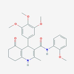 molecular formula C27H30N2O6 B5171829 N-(2-methoxyphenyl)-2-methyl-5-oxo-4-(3,4,5-trimethoxyphenyl)-1,4,5,6,7,8-hexahydro-3-quinolinecarboxamide 
