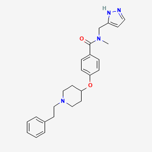 molecular formula C25H30N4O2 B5172010 N-methyl-4-{[1-(2-phenylethyl)-4-piperidinyl]oxy}-N-(1H-pyrazol-5-ylmethyl)benzamide 