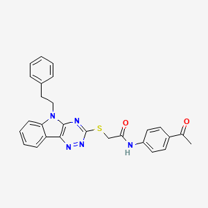N-(4-acetylphenyl)-2-{[5-(2-phenylethyl)-5H-[1,2,4]triazino[5,6-b]indol-3-yl]thio}acetamide