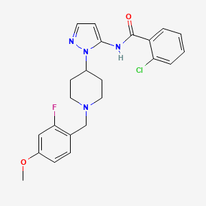 molecular formula C23H24ClFN4O2 B5172033 2-chloro-N-{1-[1-(2-fluoro-4-methoxybenzyl)-4-piperidinyl]-1H-pyrazol-5-yl}benzamide 