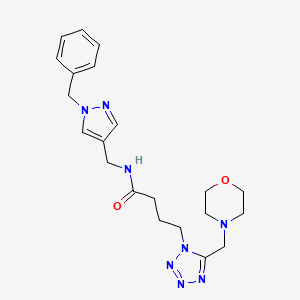 molecular formula C21H28N8O2 B5172041 N-[(1-benzyl-1H-pyrazol-4-yl)methyl]-4-[5-(4-morpholinylmethyl)-1H-tetrazol-1-yl]butanamide 