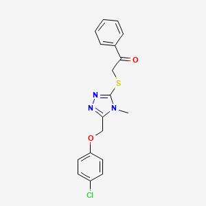 molecular formula C18H16ClN3O2S B5172048 2-({5-[(4-chlorophenoxy)methyl]-4-methyl-4H-1,2,4-triazol-3-yl}thio)-1-phenylethanone 