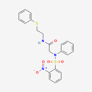 molecular formula C22H21N3O5S2 B5172065 N~2~-[(2-nitrophenyl)sulfonyl]-N~2~-phenyl-N~1~-[2-(phenylthio)ethyl]glycinamide 