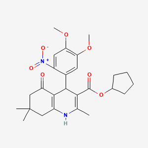 molecular formula C26H32N2O7 B5172071 cyclopentyl 4-(4,5-dimethoxy-2-nitrophenyl)-2,7,7-trimethyl-5-oxo-1,4,5,6,7,8-hexahydro-3-quinolinecarboxylate 