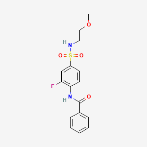 molecular formula C16H17FN2O4S B5172087 N-(2-fluoro-4-{[(2-methoxyethyl)amino]sulfonyl}phenyl)benzamide 