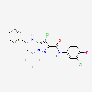 molecular formula C20H14Cl2F4N4O B5172173 3-chloro-N-(3-chloro-4-fluorophenyl)-5-phenyl-7-(trifluoromethyl)-4,5,6,7-tetrahydropyrazolo[1,5-a]pyrimidine-2-carboxamide 