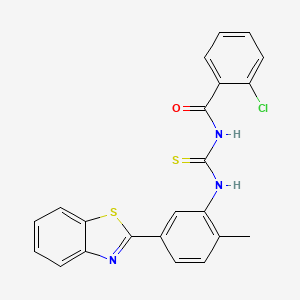 molecular formula C22H16ClN3OS2 B5172174 N-({[5-(1,3-benzothiazol-2-yl)-2-methylphenyl]amino}carbonothioyl)-2-chlorobenzamide 
