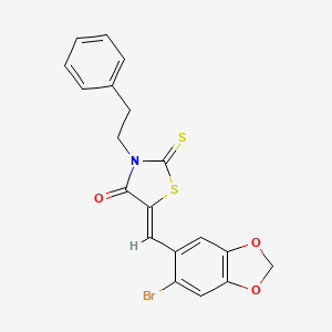 5-[(6-bromo-1,3-benzodioxol-5-yl)methylene]-3-(2-phenylethyl)-2-thioxo-1,3-thiazolidin-4-one