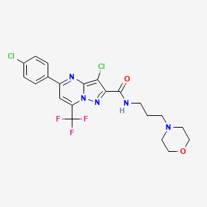molecular formula C21H20Cl2F3N5O2 B5172180 3-chloro-5-(4-chlorophenyl)-N-[3-(4-morpholinyl)propyl]-7-(trifluoromethyl)pyrazolo[1,5-a]pyrimidine-2-carboxamide 