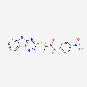 molecular formula C20H18N6O3S B5172206 2-[(5-methyl-5H-[1,2,4]triazino[5,6-b]indol-3-yl)thio]-N-(4-nitrophenyl)butanamide 