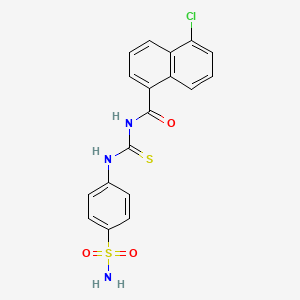 molecular formula C18H14ClN3O3S2 B5172218 N-({[4-(aminosulfonyl)phenyl]amino}carbonothioyl)-5-chloro-1-naphthamide 