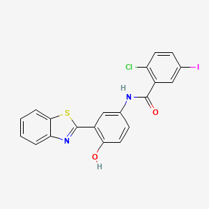 molecular formula C20H12ClIN2O2S B5172227 N-[3-(1,3-benzothiazol-2-yl)-4-hydroxyphenyl]-2-chloro-5-iodobenzamide 
