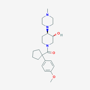 molecular formula C23H35N3O3 B5172298 (3R*,4R*)-1-{[1-(4-methoxyphenyl)cyclopentyl]carbonyl}-4-(4-methyl-1-piperazinyl)-3-piperidinol 