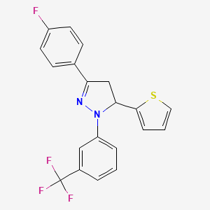molecular formula C20H14F4N2S B5172303 3-(4-fluorophenyl)-5-(2-thienyl)-1-[3-(trifluoromethyl)phenyl]-4,5-dihydro-1H-pyrazole 