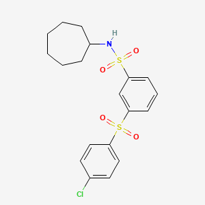 molecular formula C19H22ClNO4S2 B5172309 3-[(4-chlorophenyl)sulfonyl]-N-cycloheptylbenzenesulfonamide 