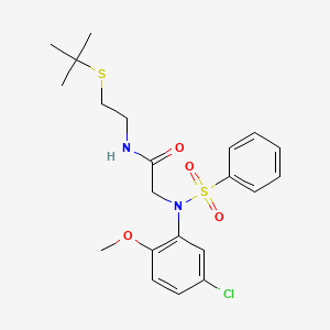molecular formula C21H27ClN2O4S2 B5172320 N~1~-[2-(tert-butylthio)ethyl]-N~2~-(5-chloro-2-methoxyphenyl)-N~2~-(phenylsulfonyl)glycinamide 