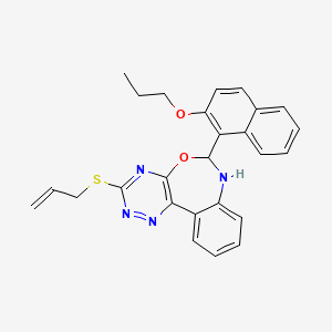 molecular formula C26H24N4O2S B5172416 3-(allylthio)-6-(2-propoxy-1-naphthyl)-6,7-dihydro[1,2,4]triazino[5,6-d][3,1]benzoxazepine 