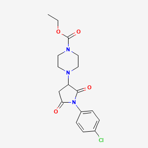 molecular formula C17H20ClN3O4 B5172417 ethyl 4-[1-(4-chlorophenyl)-2,5-dioxo-3-pyrrolidinyl]-1-piperazinecarboxylate 