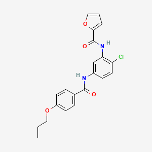 molecular formula C21H19ClN2O4 B5172446 N-{2-chloro-5-[(4-propoxybenzoyl)amino]phenyl}-2-furamide 
