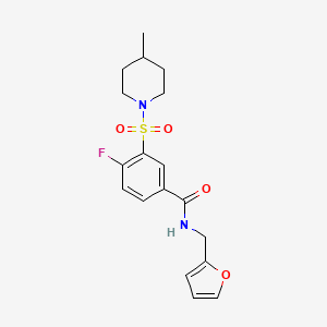 molecular formula C18H21FN2O4S B5172472 4-fluoro-N-(2-furylmethyl)-3-[(4-methyl-1-piperidinyl)sulfonyl]benzamide 