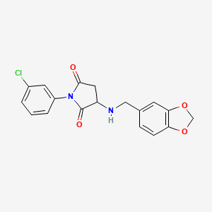 molecular formula C18H15ClN2O4 B5172478 3-[(1,3-benzodioxol-5-ylmethyl)amino]-1-(3-chlorophenyl)-2,5-pyrrolidinedione 