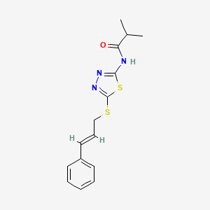 molecular formula C15H17N3OS2 B5172568 2-methyl-N-{5-[(3-phenyl-2-propen-1-yl)thio]-1,3,4-thiadiazol-2-yl}propanamide 
