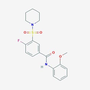 molecular formula C19H21FN2O4S B5172606 4-fluoro-N-(2-methoxyphenyl)-3-(1-piperidinylsulfonyl)benzamide 