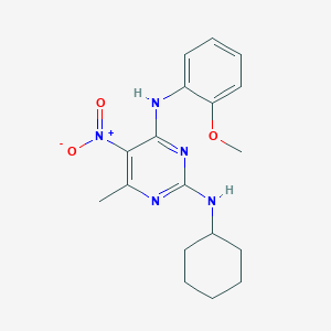 molecular formula C18H23N5O3 B5172618 N~2~-cyclohexyl-N~4~-(2-methoxyphenyl)-6-methyl-5-nitro-2,4-pyrimidinediamine 