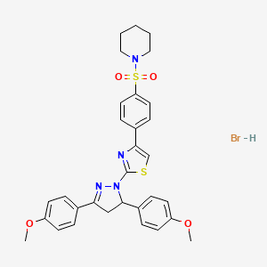 molecular formula C31H33BrN4O4S2 B5172762 1-[(4-{2-[3,5-bis(4-methoxyphenyl)-4,5-dihydro-1H-pyrazol-1-yl]-1,3-thiazol-4-yl}phenyl)sulfonyl]piperidine hydrobromide 