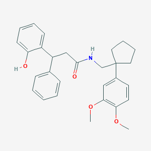 N-{[1-(3,4-dimethoxyphenyl)cyclopentyl]methyl}-3-(2-hydroxyphenyl)-3-phenylpropanamide