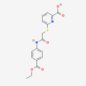 molecular formula C17H16N2O5S B5172798 6-[(2-{[4-(ethoxycarbonyl)phenyl]amino}-2-oxoethyl)thio]-2-pyridinecarboxylic acid 
