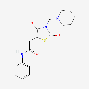molecular formula C17H21N3O3S B5172892 2-[2,4-dioxo-3-(1-piperidinylmethyl)-1,3-thiazolidin-5-yl]-N-phenylacetamide 