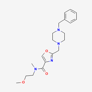 molecular formula C20H28N4O3 B5172908 2-[(4-benzyl-1-piperazinyl)methyl]-N-(2-methoxyethyl)-N-methyl-1,3-oxazole-4-carboxamide 