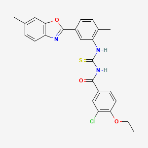 molecular formula C25H22ClN3O3S B5172934 3-chloro-4-ethoxy-N-({[2-methyl-5-(6-methyl-1,3-benzoxazol-2-yl)phenyl]amino}carbonothioyl)benzamide 