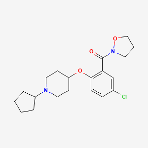 molecular formula C20H27ClN2O3 B5172938 4-[4-chloro-2-(2-isoxazolidinylcarbonyl)phenoxy]-1-cyclopentylpiperidine 