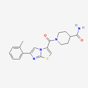 molecular formula C19H20N4O2S B5172948 1-{[6-(2-methylphenyl)imidazo[2,1-b][1,3]thiazol-3-yl]carbonyl}-4-piperidinecarboxamide 