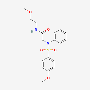 molecular formula C18H22N2O5S B5172980 N~1~-(2-methoxyethyl)-N~2~-[(4-methoxyphenyl)sulfonyl]-N~2~-phenylglycinamide 