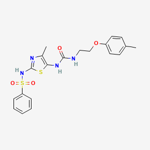 molecular formula C20H22N4O4S2 B5172985 N-{4-methyl-5-[({[2-(4-methylphenoxy)ethyl]amino}carbonyl)amino]-1,3-thiazol-2-yl}benzenesulfonamide 