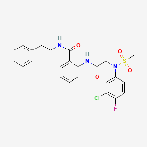 molecular formula C24H23ClFN3O4S B5172992 2-{[N-(3-chloro-4-fluorophenyl)-N-(methylsulfonyl)glycyl]amino}-N-(2-phenylethyl)benzamide 