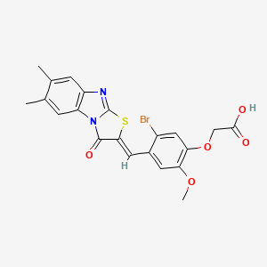 molecular formula C21H17BrN2O5S B5172999 {5-bromo-4-[(6,7-dimethyl-3-oxo[1,3]thiazolo[3,2-a]benzimidazol-2(3H)-ylidene)methyl]-2-methoxyphenoxy}acetic acid 