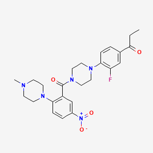 molecular formula C25H30FN5O4 B5173011 1-(3-fluoro-4-{4-[2-(4-methyl-1-piperazinyl)-5-nitrobenzoyl]-1-piperazinyl}phenyl)-1-propanone 