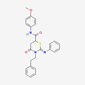 molecular formula C26H25N3O3S B5173036 N-(4-methoxyphenyl)-4-oxo-3-(2-phenylethyl)-2-(phenylimino)-1,3-thiazinane-6-carboxamide 